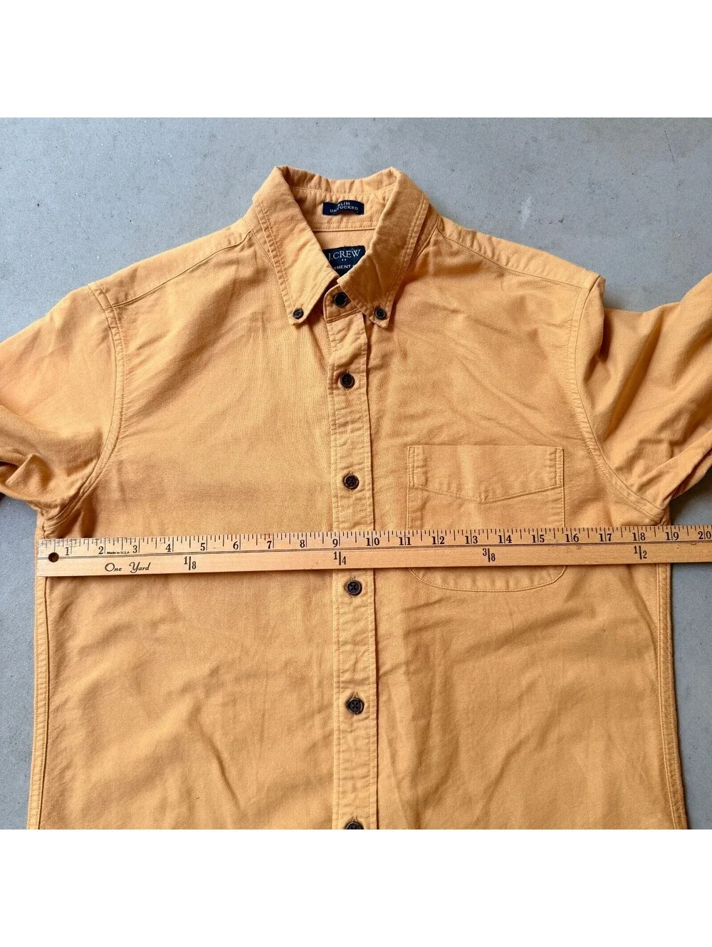 J.Crew Slim Untucked Garment Dye Button-Down Shirt in Mustard, Size S